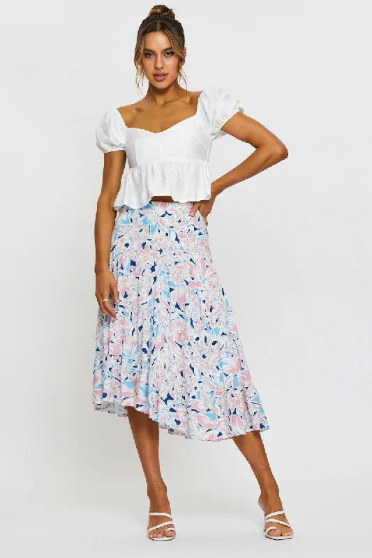 Print Maxi Skirt Tiered