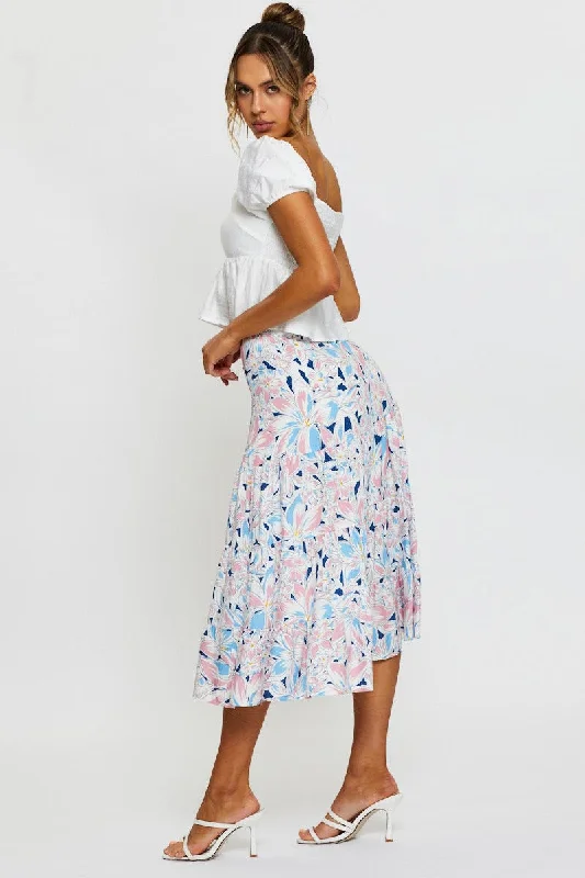 Print Maxi Skirt Tiered