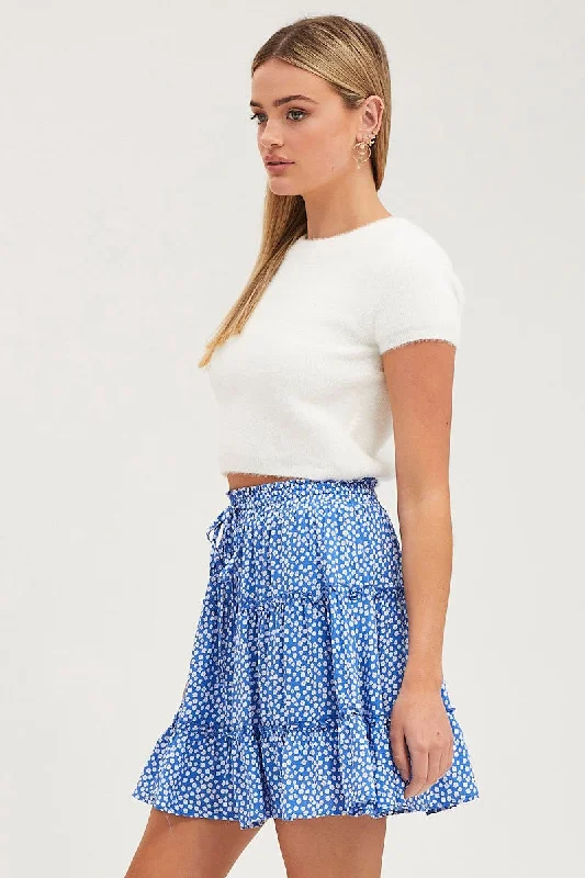 Print Mini Skirt High Rise