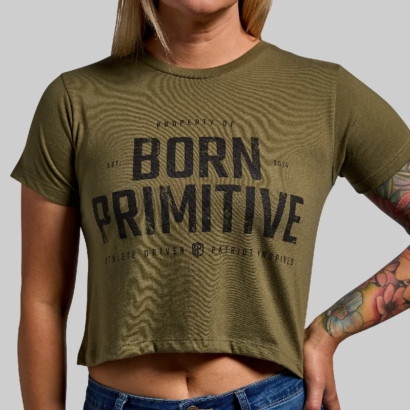 Property of Born Primitive Crop Tee (Tactical Green)