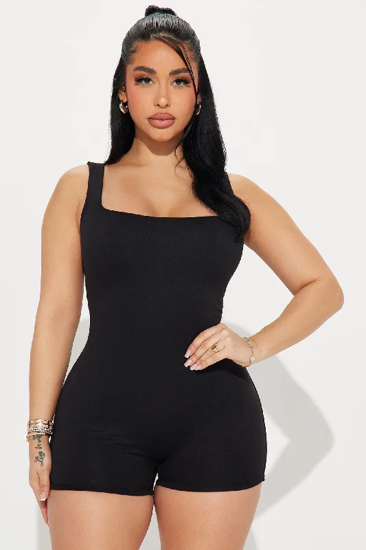 Shania Double Lined Romper - Black