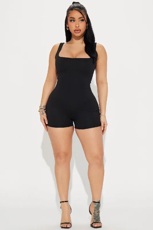 Shania Double Lined Romper - Black