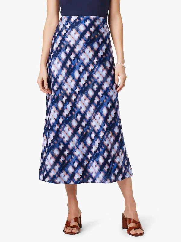 Shibori Glow Slip Skirt In Indigo Multi