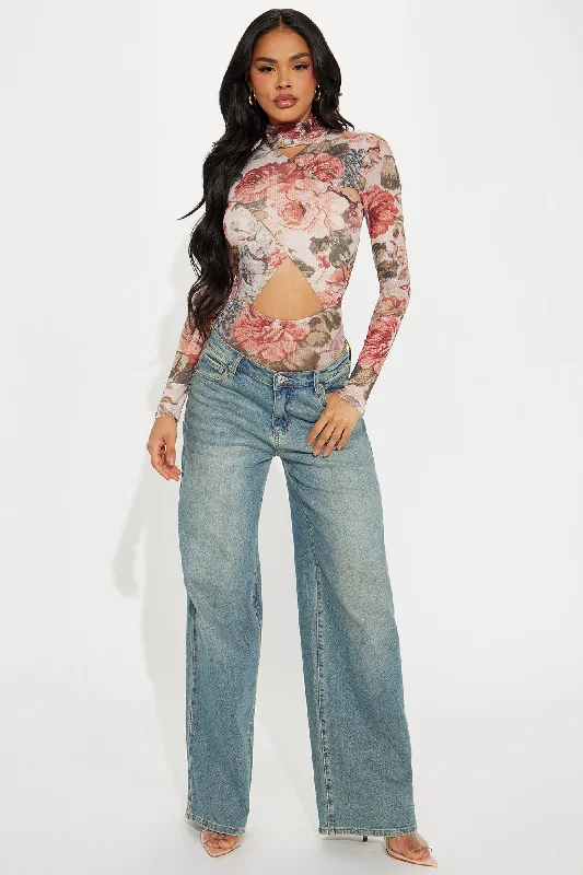 Stephanie Floral Bodysuit - Taupe/combo