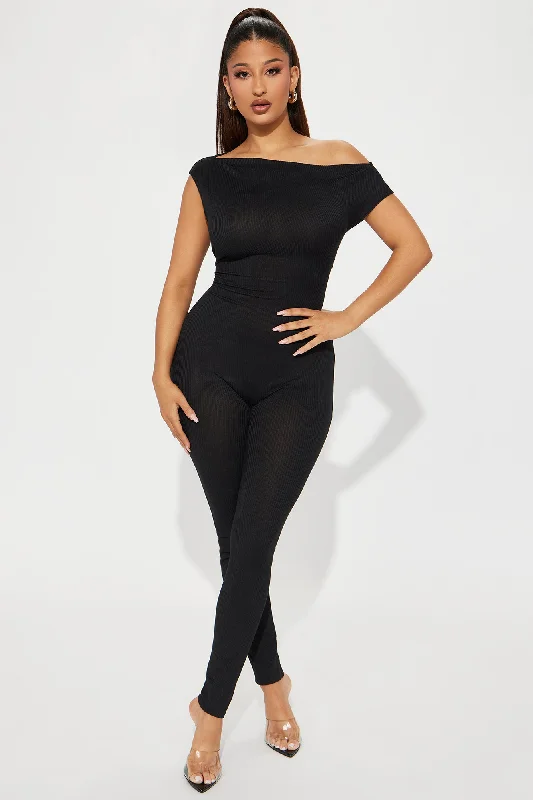 The Main Mood Ribbed Jumpsuit - Black