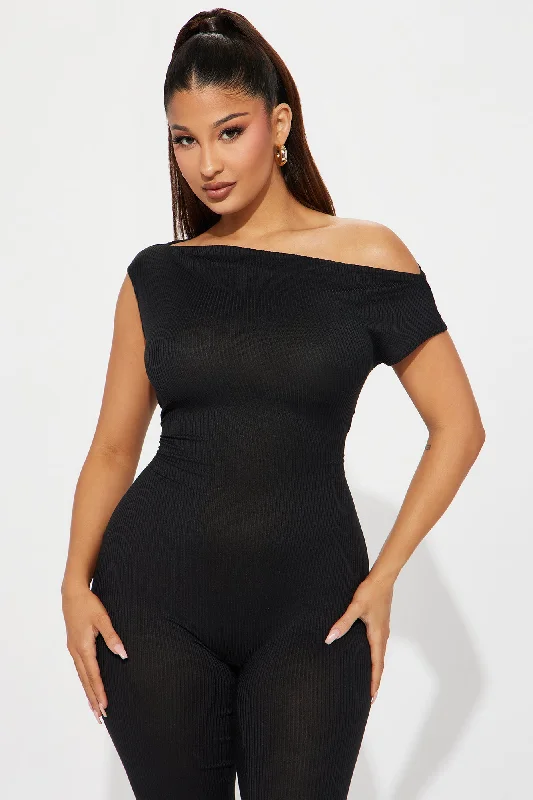 The Main Mood Ribbed Jumpsuit - Black