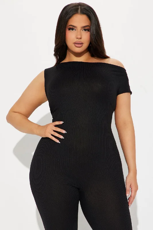 The Main Mood Ribbed Jumpsuit - Black