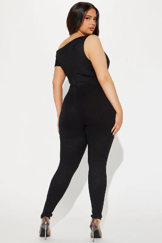 The Main Mood Ribbed Jumpsuit - Black