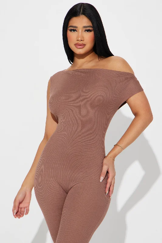 The Main Mood Ribbed Jumpsuit - Mocha