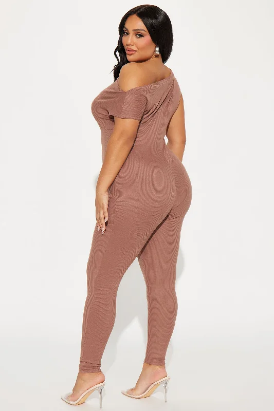 The Main Mood Ribbed Jumpsuit - Mocha