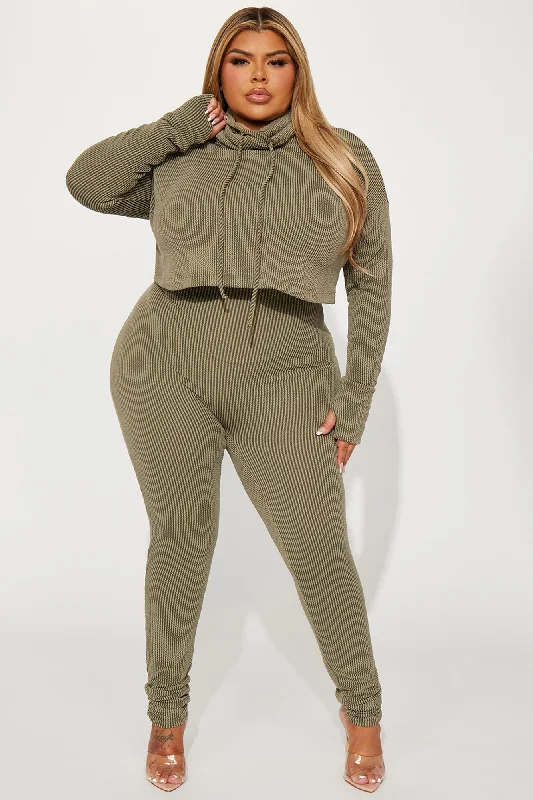 Thinking It Over 2 Piece Jumpsuit Set - Olive