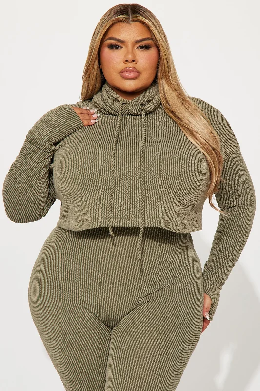 Thinking It Over 2 Piece Jumpsuit Set - Olive