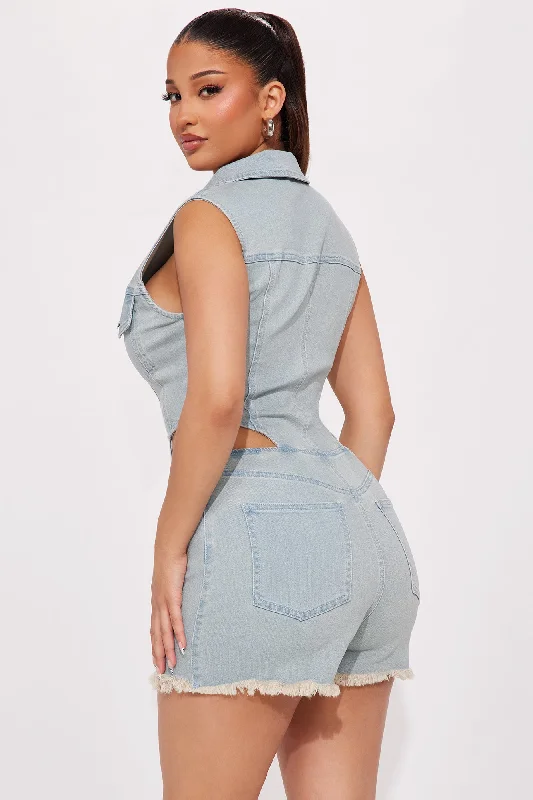 Viana Denim Romper - Light Wash