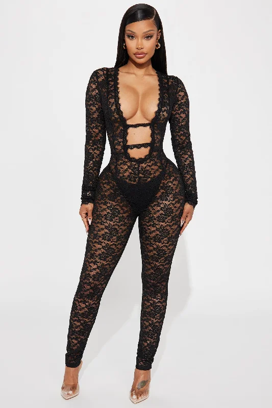 Victoria Lace Jumpsuit - Black