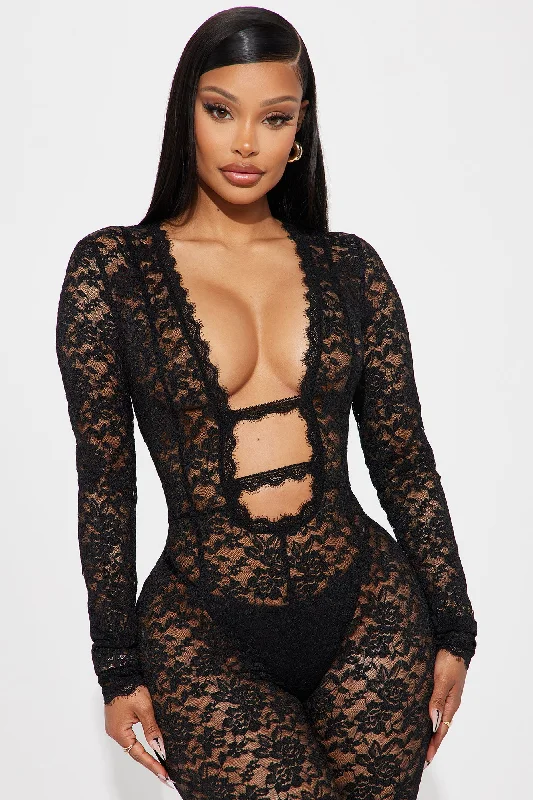 Victoria Lace Jumpsuit - Black