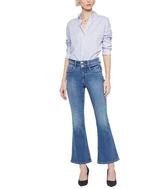 Womens High Rise Medium Wash Flare Jeans