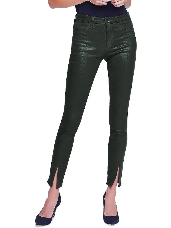 Womens High Rise Split Ankle Skinny Jeans