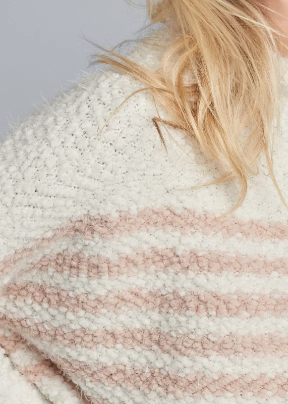 Cozy striped mock neck sweater - White Multi