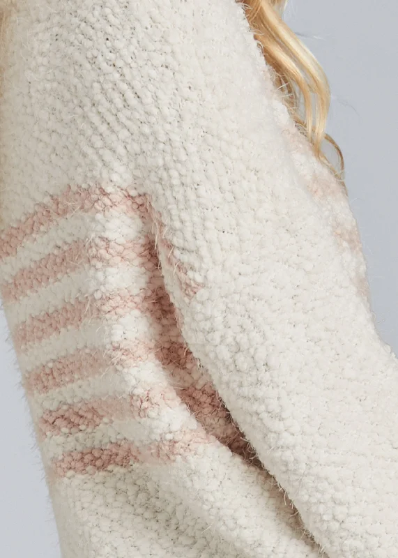 Cozy striped mock neck sweater - White Multi