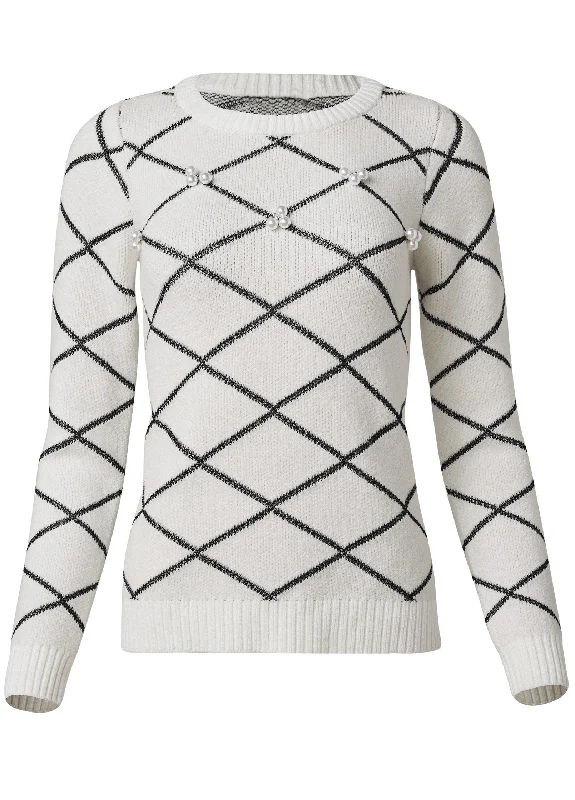 Pearl embellished sweater - White Multi