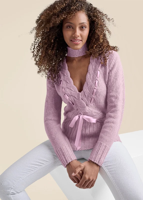 Sweet bow key hole sweater - Lilac