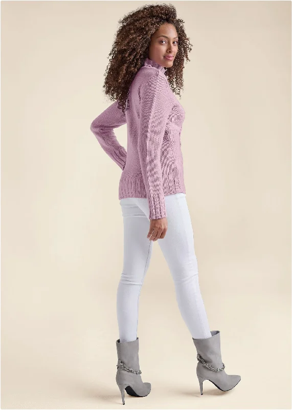 Sweet bow key hole sweater - Lilac