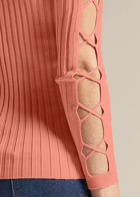 Sleeve detail sweater - Coral