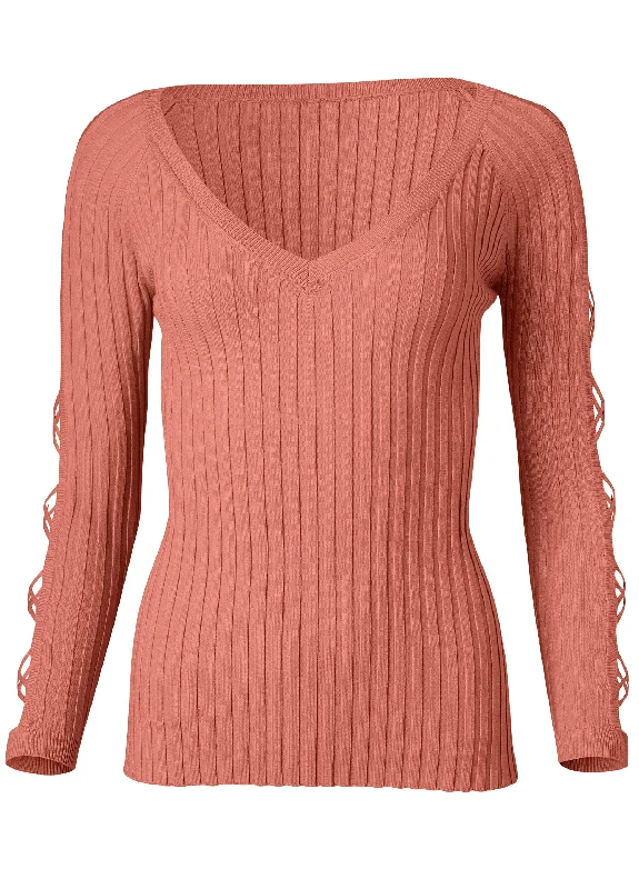 Sleeve detail sweater - Coral