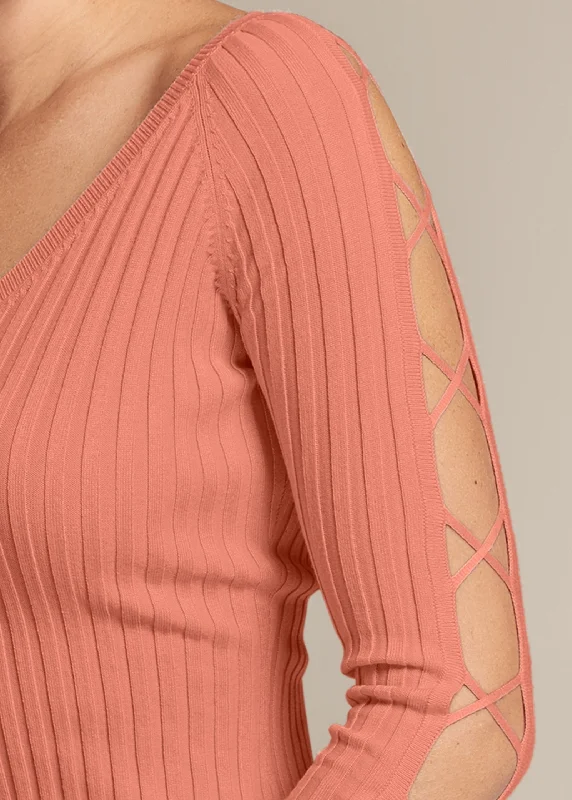 Sleeve detail sweater - Coral