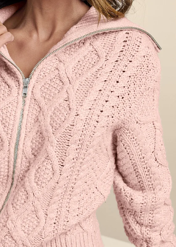 Knit zip sweater - pale pink