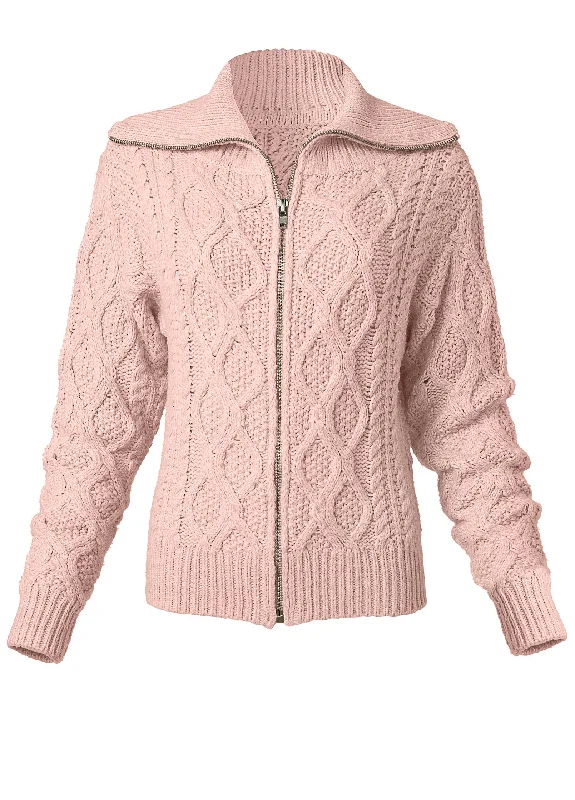 Knit zip sweater - pale pink