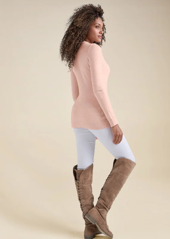 Cashmere-like keyhole sweater - Blush