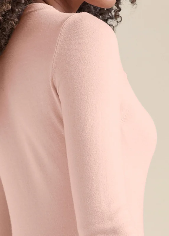 Cashmere-like keyhole sweater - Blush