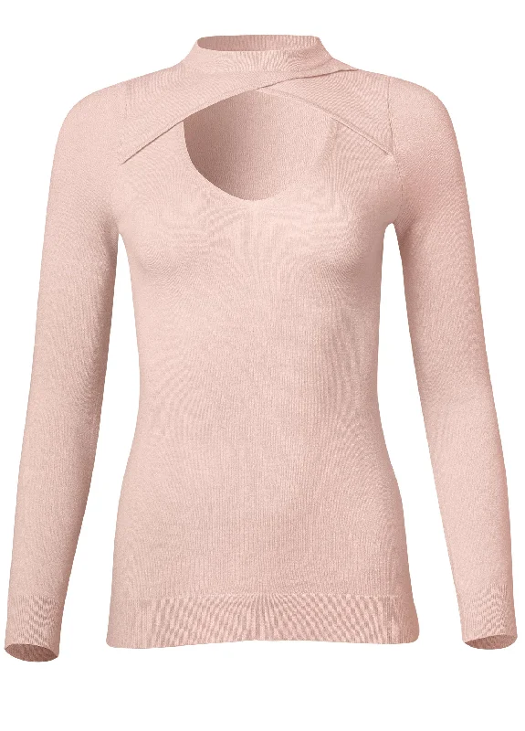 Cashmere-like keyhole sweater - Blush