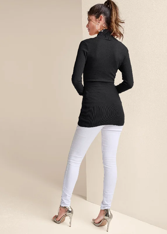 Cashmere-like tunic sweater - Black