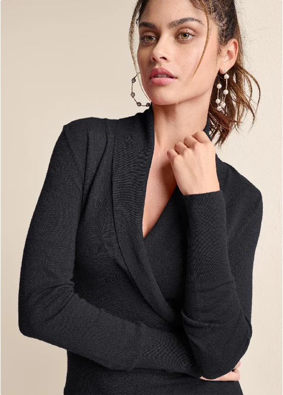 Cashmere-like tunic sweater - Black