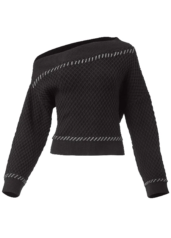 Contrast stitch sweater - Black