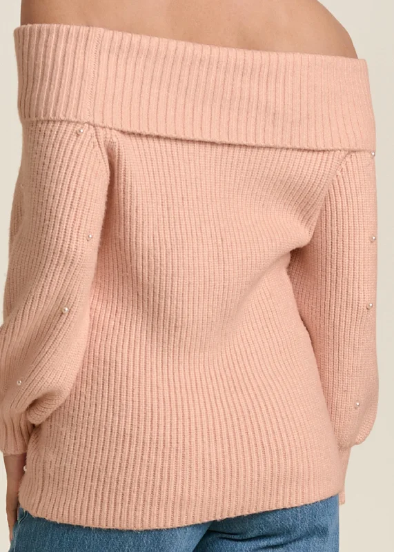 Pearl embellished sweater - Peach