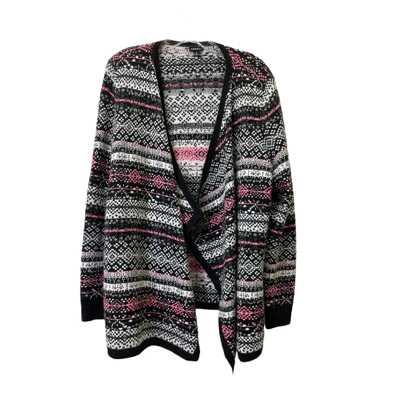 Black & Pink Sweater Cardigan By Torrid, Size: 1x