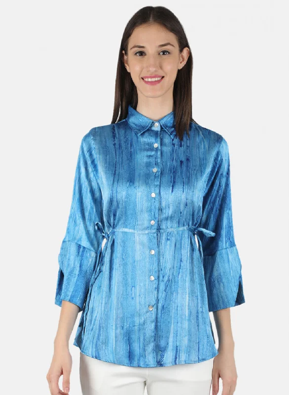 Women Blue Printed Top