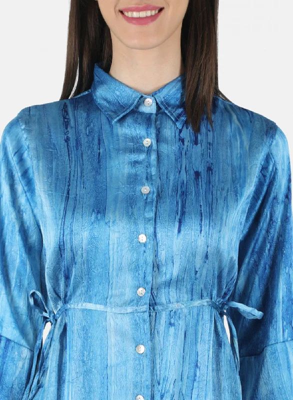 Women Blue Printed Top