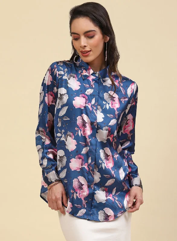 Women Blue Printed Top