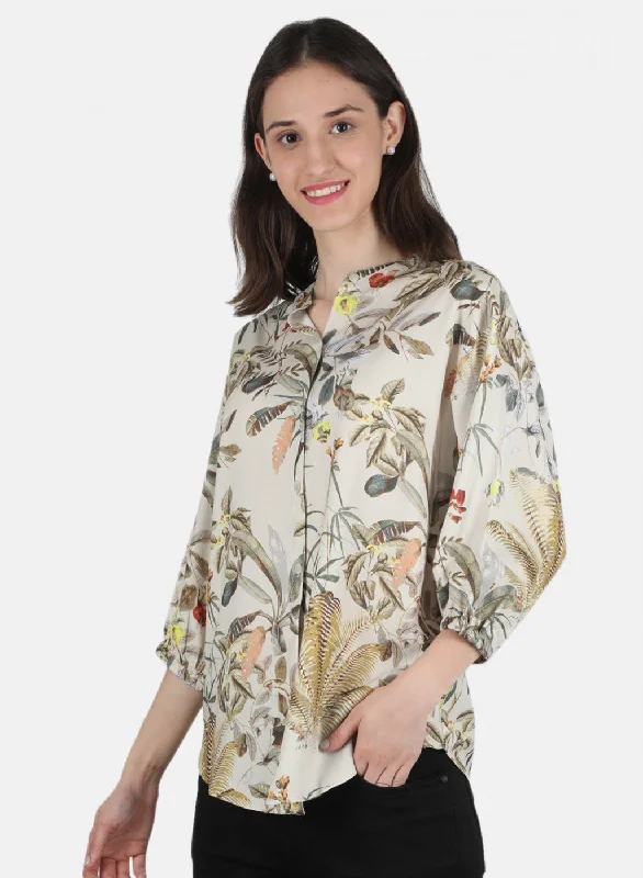 Women Cream Printed Top