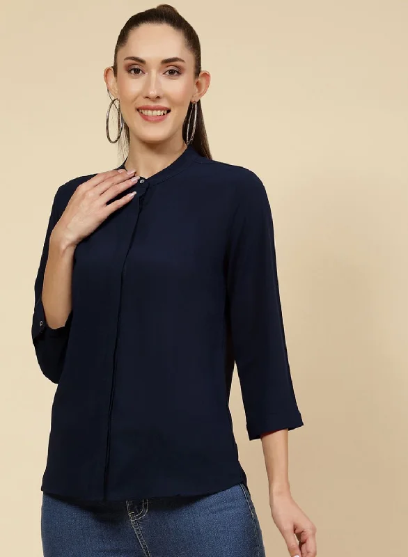 Women NAvy Blue Solid Top