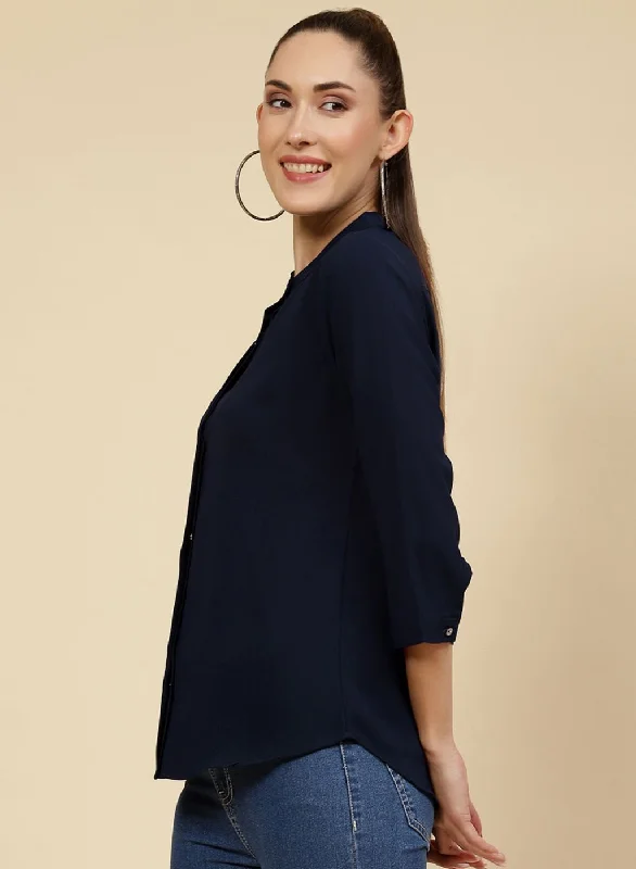 Women NAvy Blue Solid Top