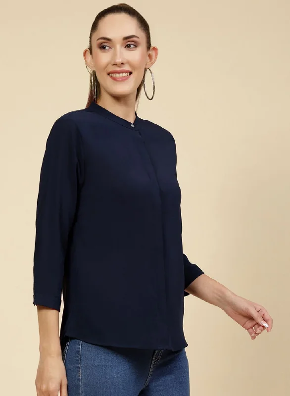 Women NAvy Blue Solid Top