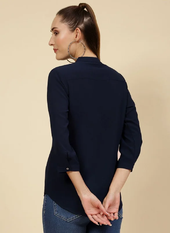 Women NAvy Blue Solid Top