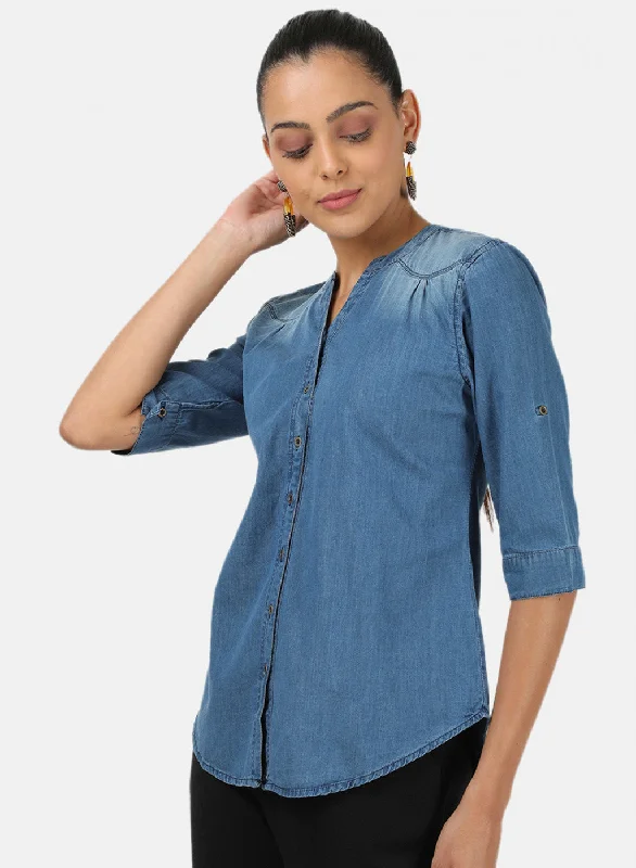 Womens Blue Light Wash Top