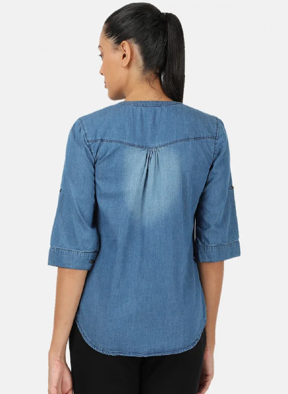 Womens Blue Light Wash Top