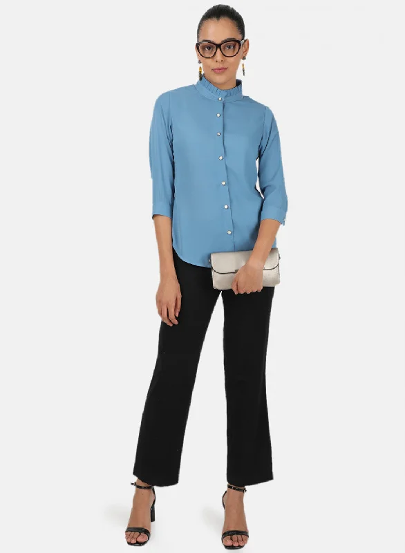 Womens Blue Plain Top